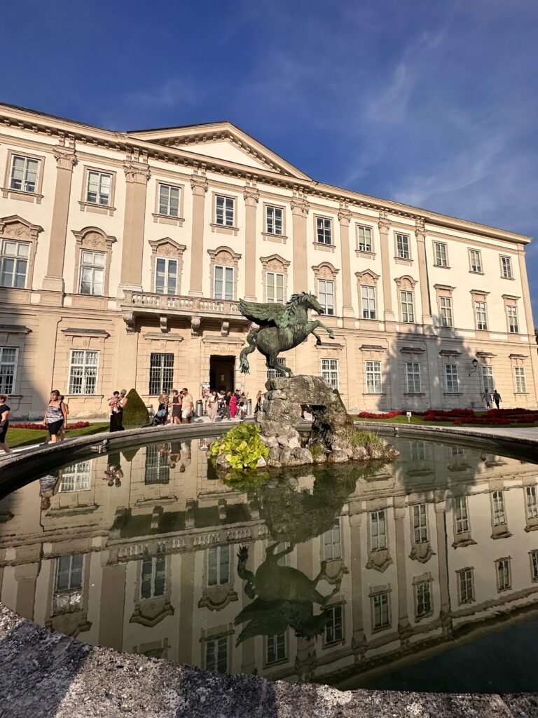 The Do Re Me Fountain in Salzburg Austria in Mirabell Garden